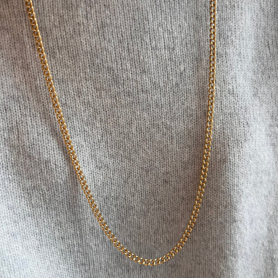Large Hollow Curb Link Necklace, 3.8 mm