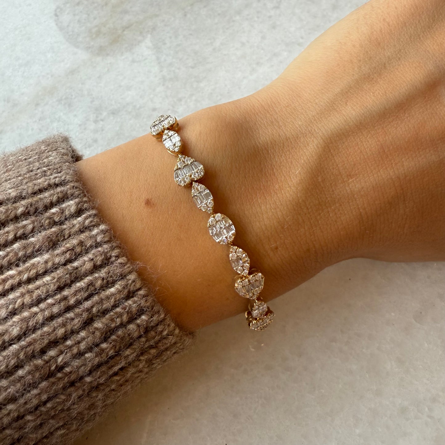 Partway Illusion Mixed Shape Diamond on Gold Chain