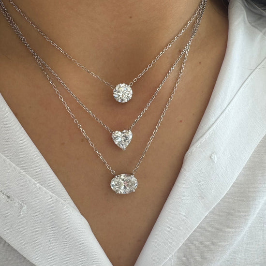 Oval Lab Grown Diamond Solitaire on Chain Necklace