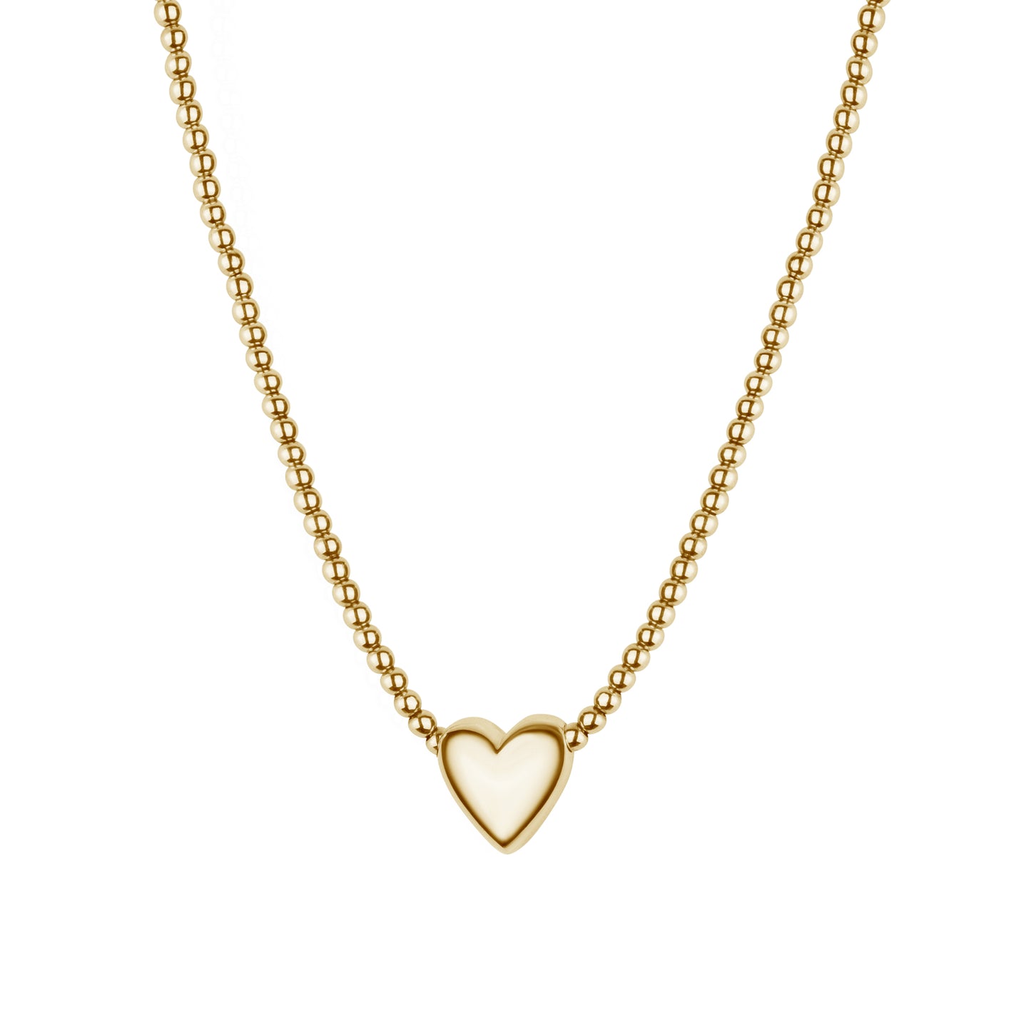 2 mm Gold Fill Puffed Heart Necklace