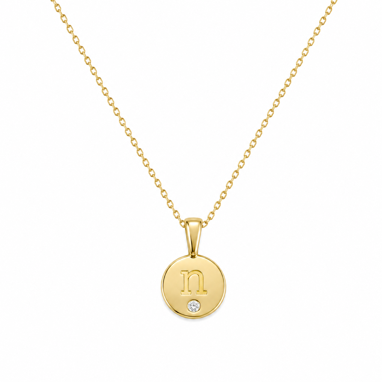 Initial N Disc Necklace