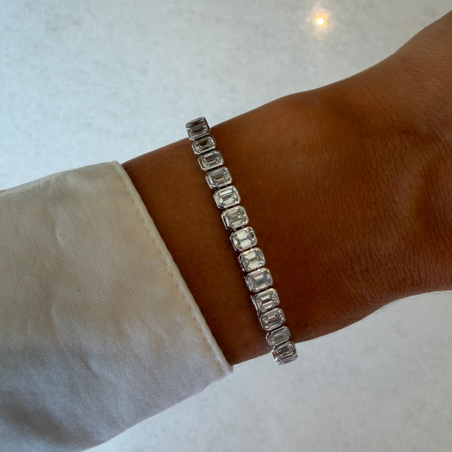 Lab Diamond Emerald Bezel Bracelet