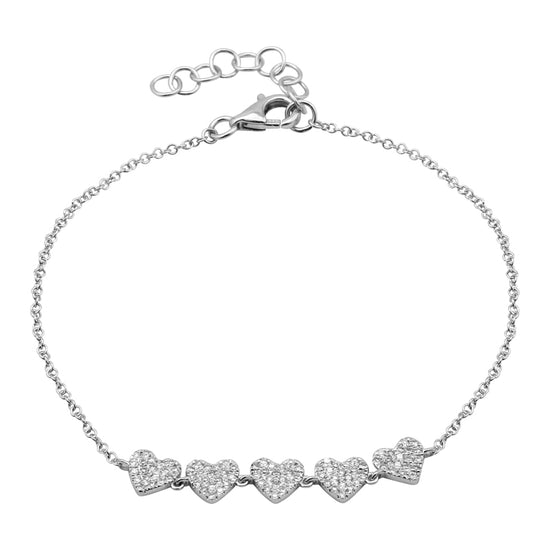 5 Diamond Hearts Bracelet