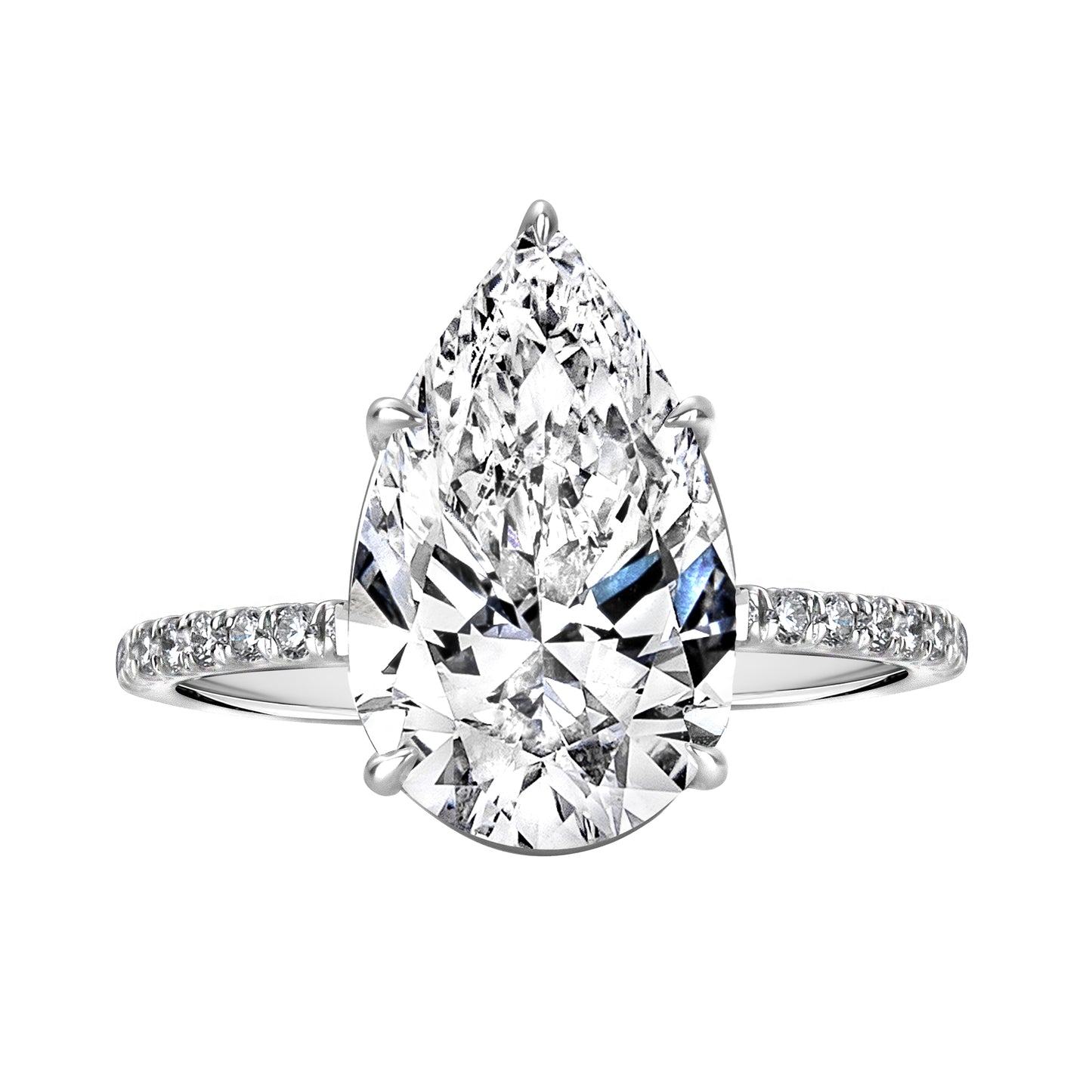 Pear Lab Grown Engagement Ring With Pave Diamond Band