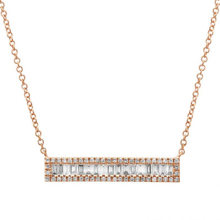 Diamond Bar Baguette Necklace