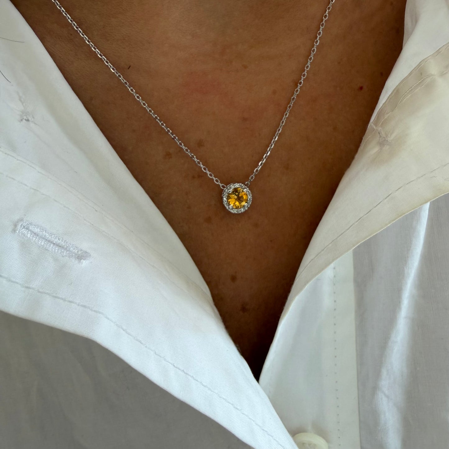 Pave Diamond & Citrine Necklace