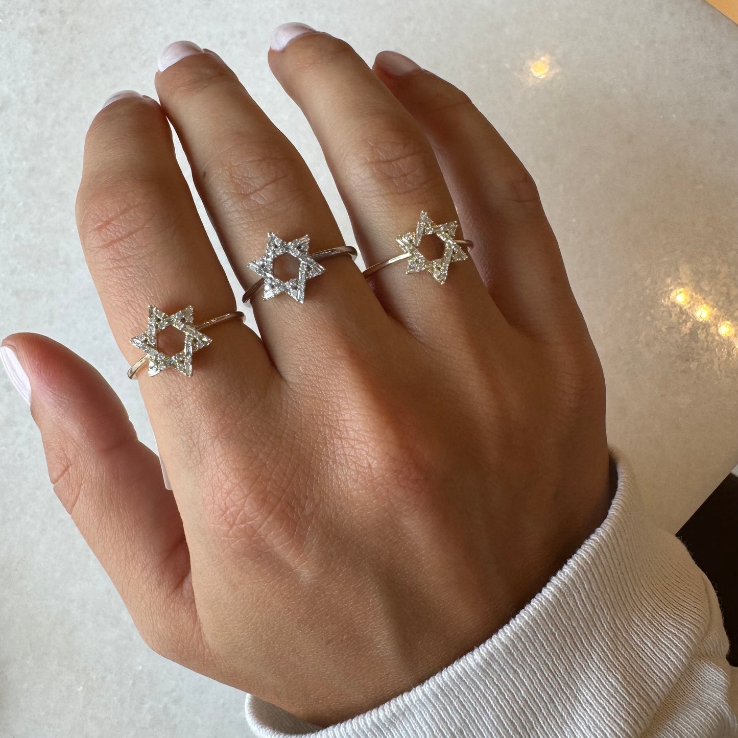 Baguette Diamond Magen David Ring