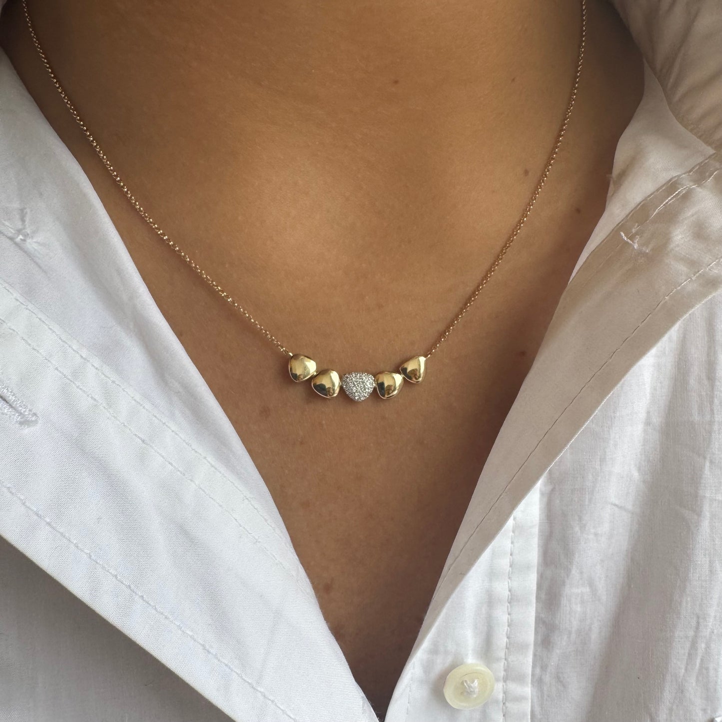 Gold & Diamond Rounded Triangle Necklace