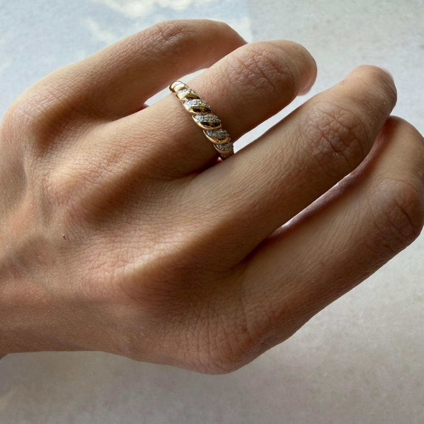 Gold & Diamond Croissant Ring