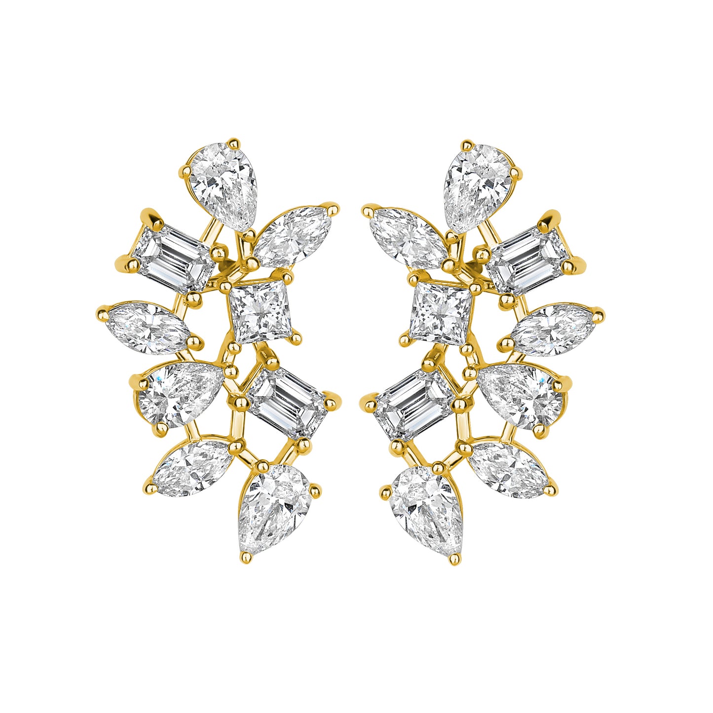 Mixed Shape Cluster Diamond Earring