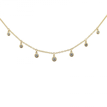Load image into Gallery viewer, 7 Floating Bezel Diamonds on Chain Necklace
