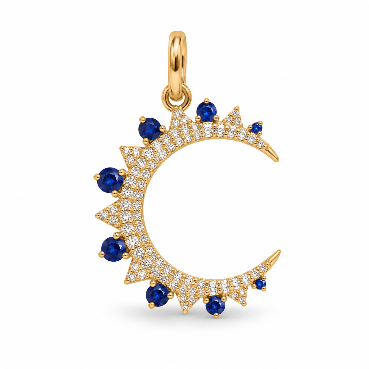 Diamond & Sapphire Crescent Charm