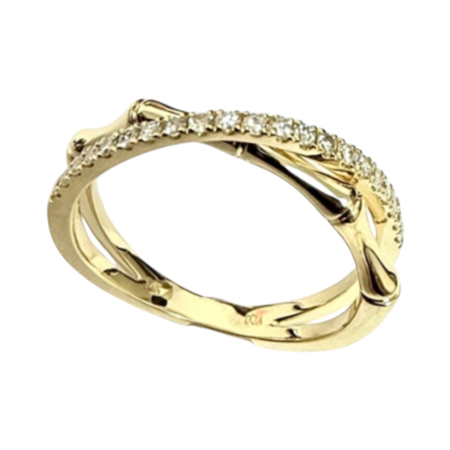 Diamond & Gold Bamboo Criss Cross Ring