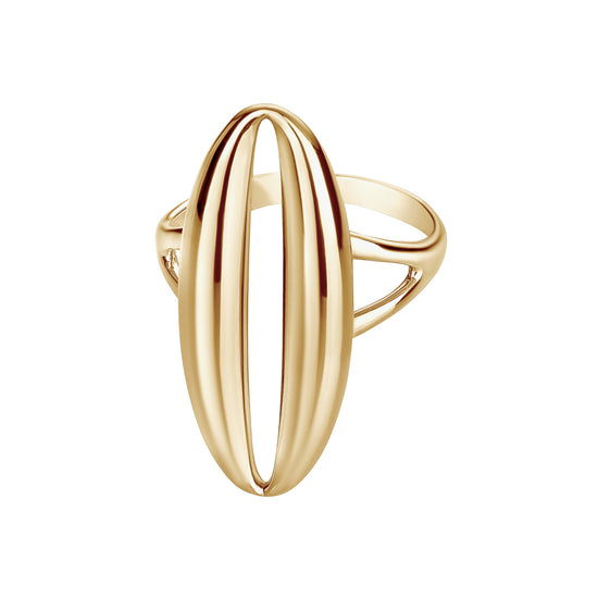 Elongated Oval Long Gold Ring