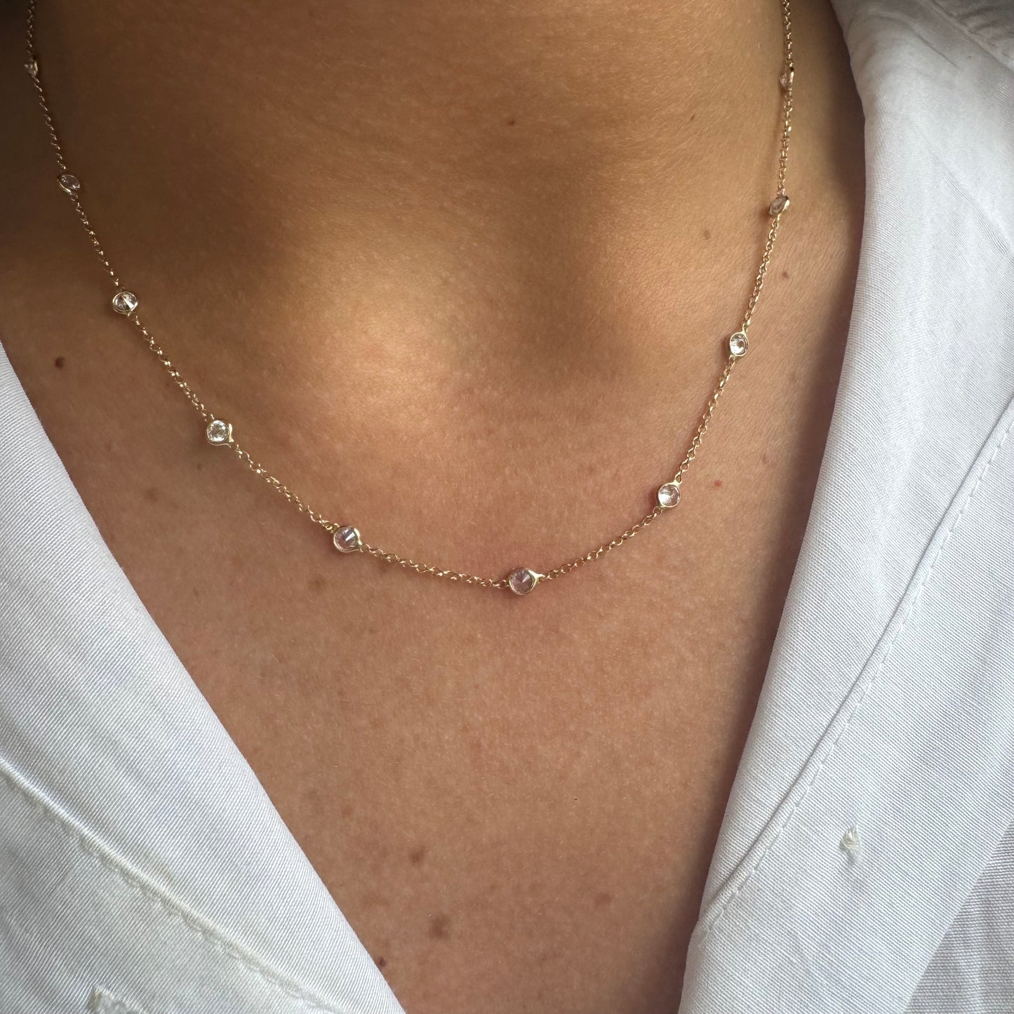 Bezel White Sapphire Necklace
