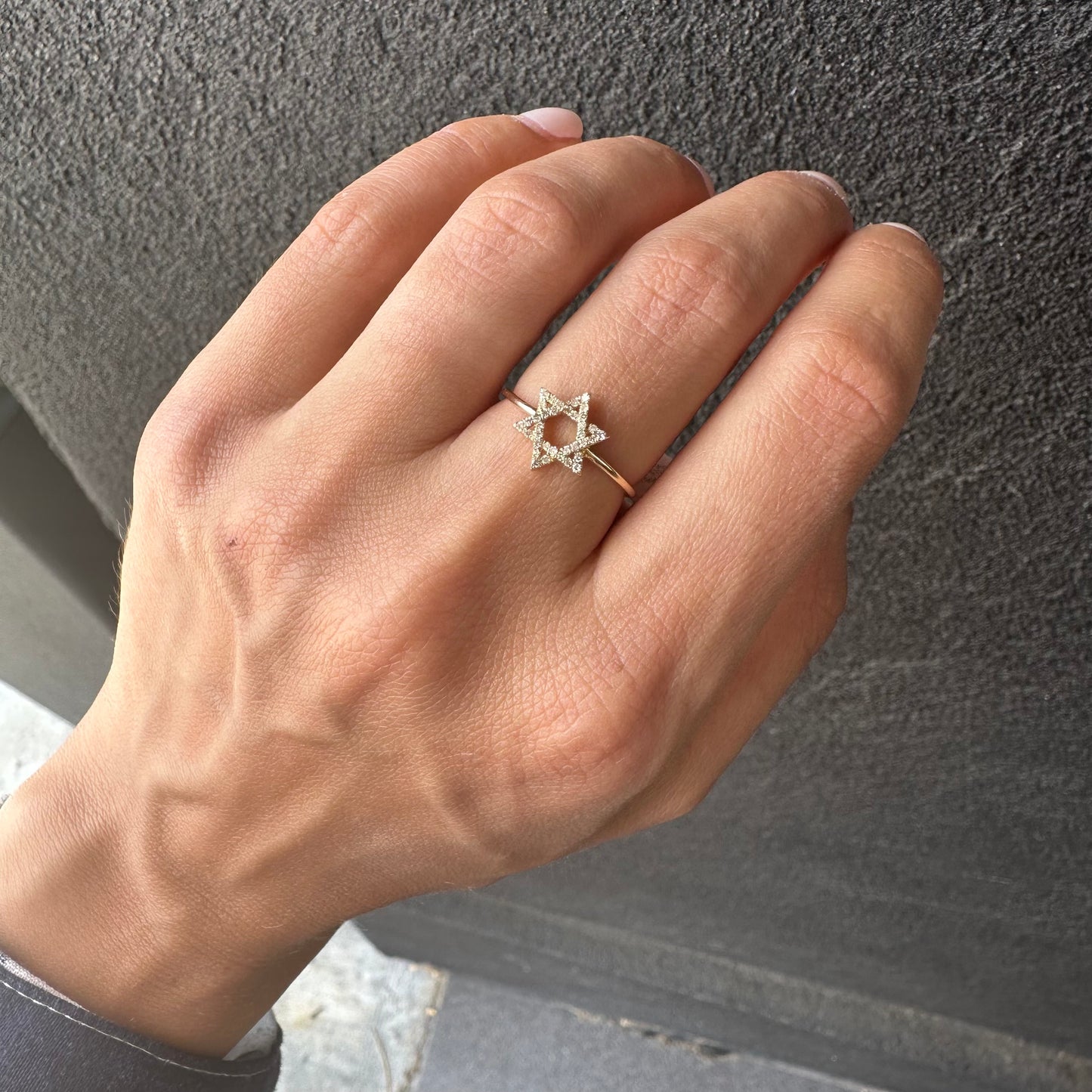 Dainty Diamond Magen David Ring