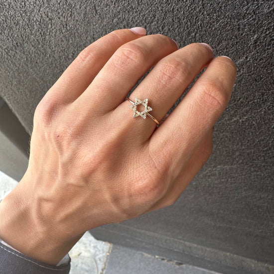 Dainty Diamond Magen David Ring