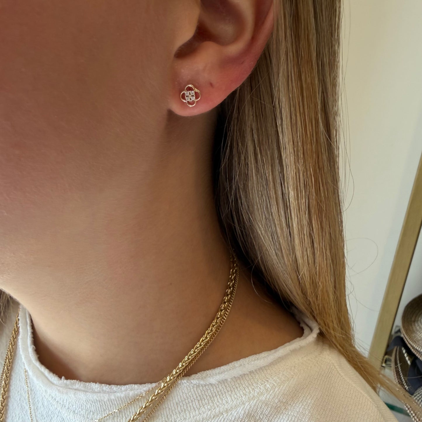 Open Crystal Flower Screwback Earrings
