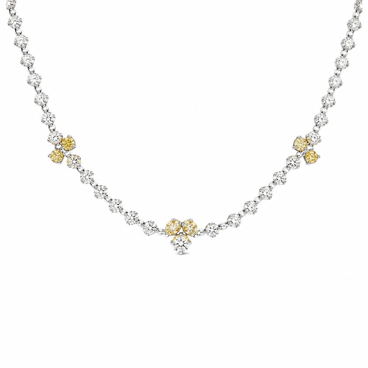 Lab Diamond Partway & 3 Mixed Diamond Station Necklace