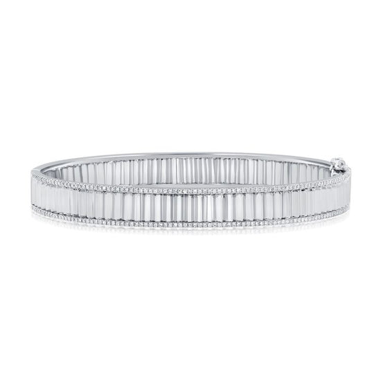 Fluted Bangle With two Rows Pave Diamonds