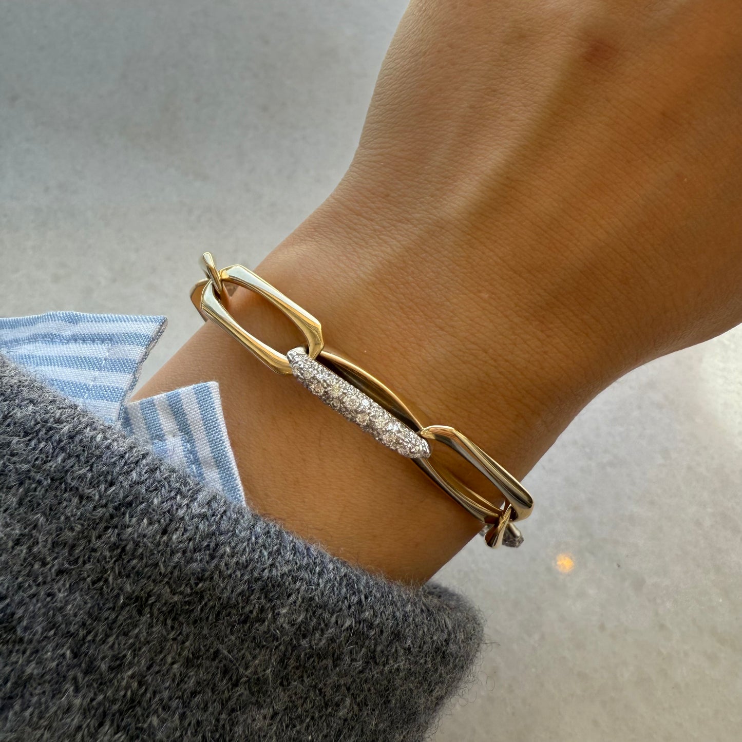 Jumbo Italian Diamond & Gold Link Bracelet