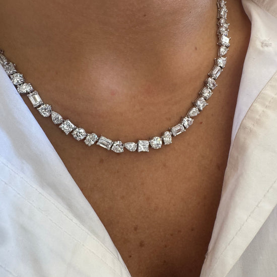 Mixed Shape Lab Diamond Tennis Necklace