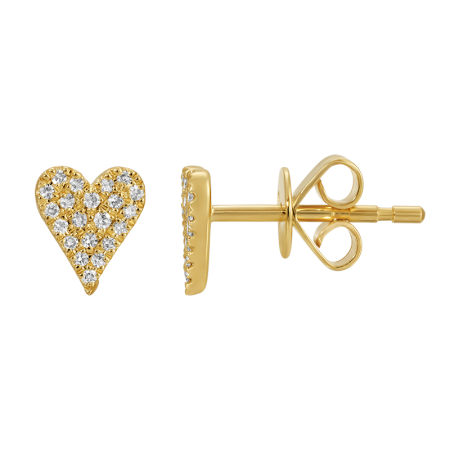 Mini Pave Diamond Heart Studs
