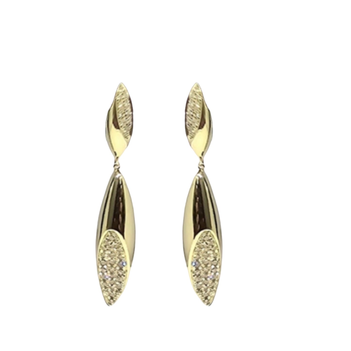 Pave Diamond & Gold Dangle Earrings
