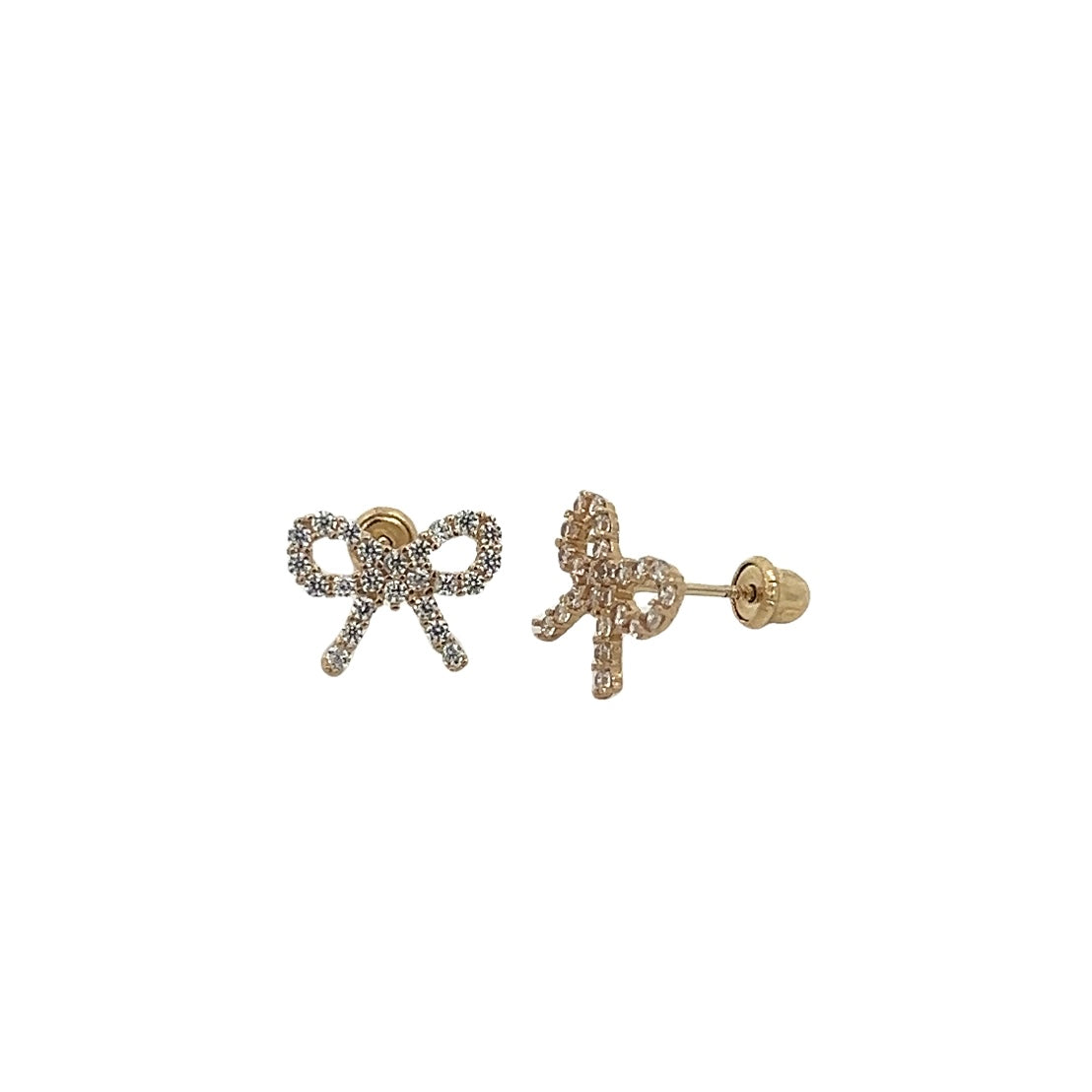 Gold & Crystal Bow Screwback Earrings
