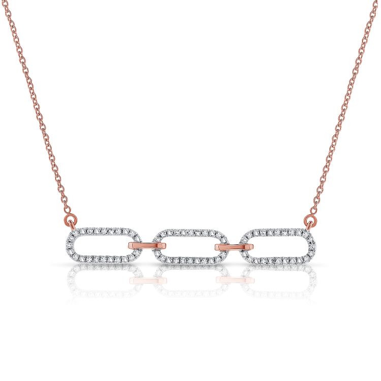 3 Diamond Links Bar Necklace