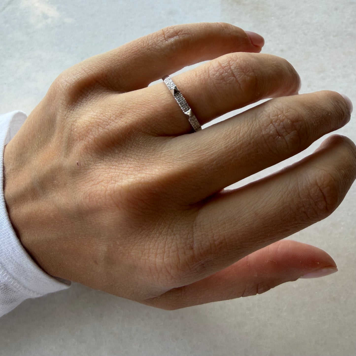 Gold & Two Row Diamond Pyramid Ring
