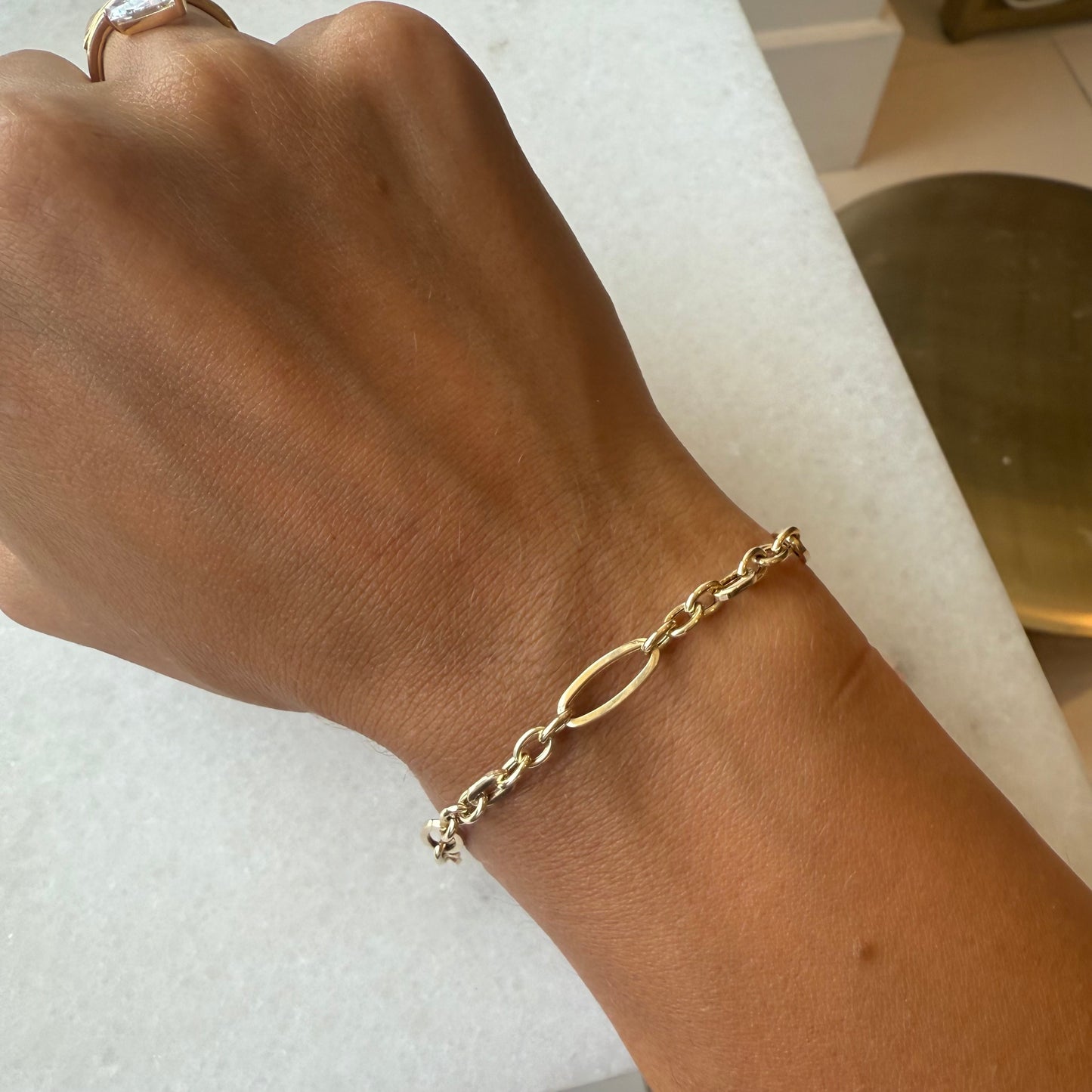 Mixed Oval & Round Link Bracelet