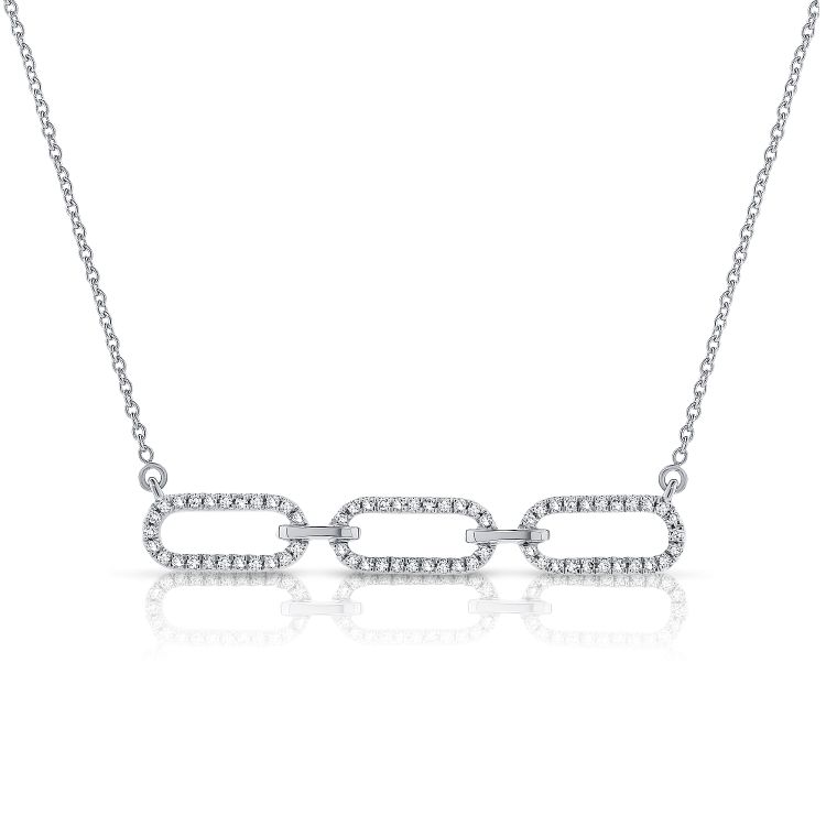 3 Diamond Links Bar Necklace