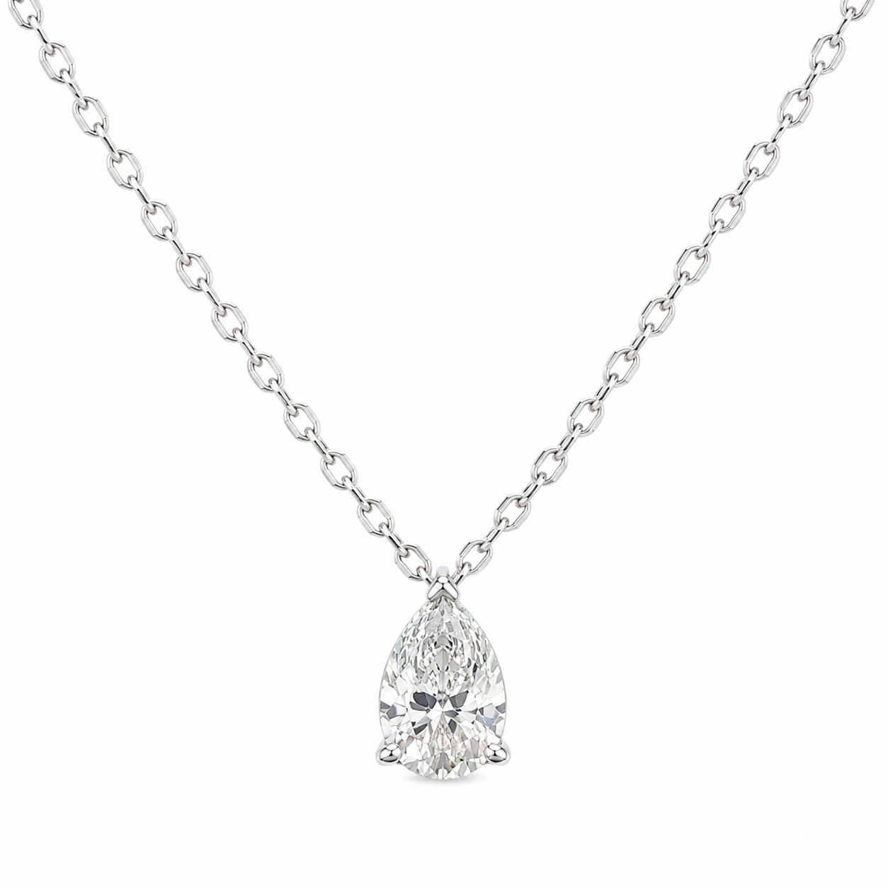 Pear Lab Grown Diamond Solitaire on Chain Necklace