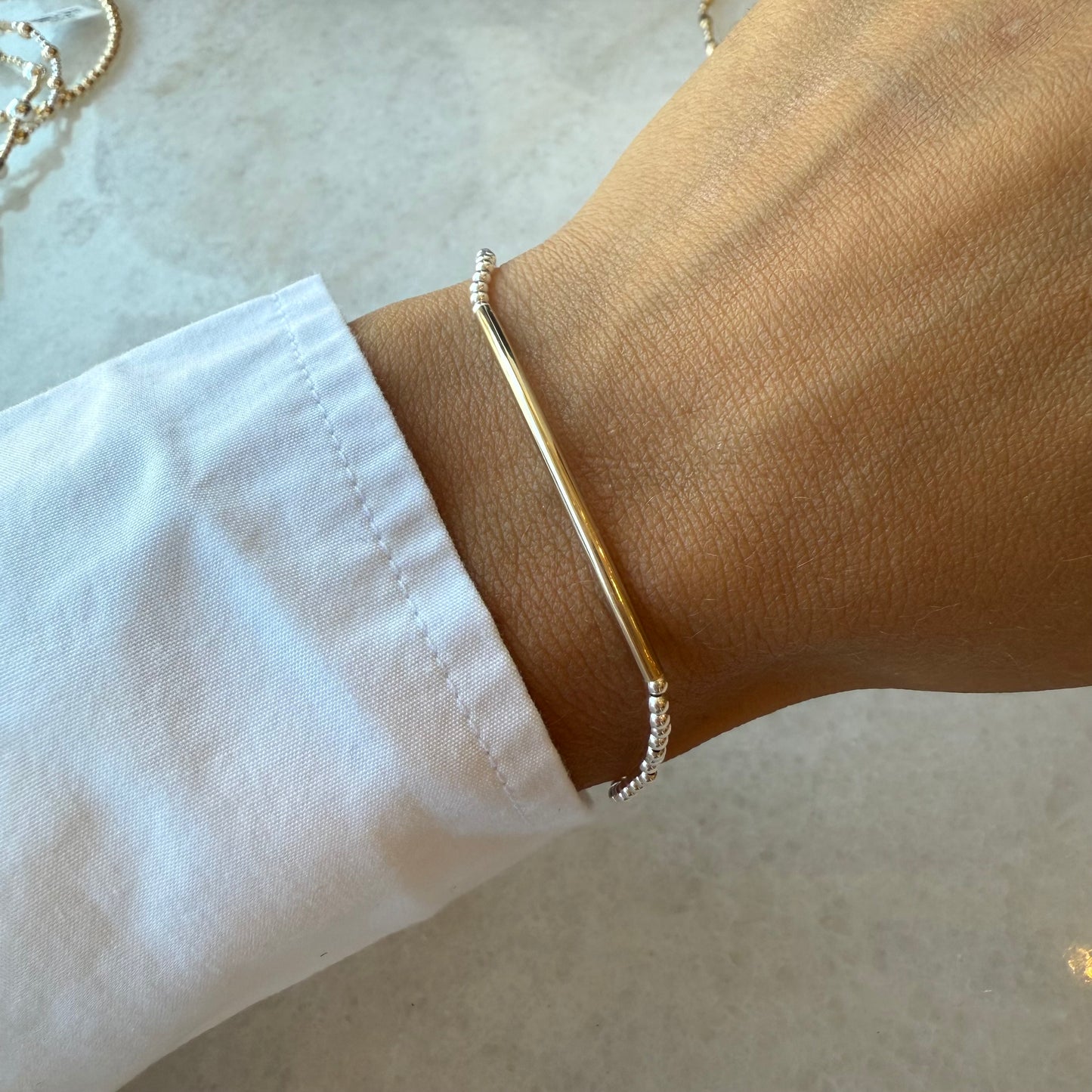 2 MM Stretch Ball & Bar Bracelet