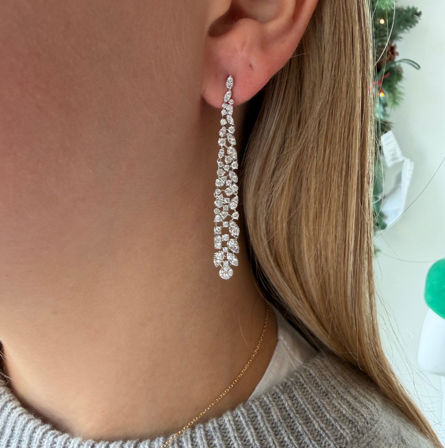Mixed Shape Diamond Dangle Earrings