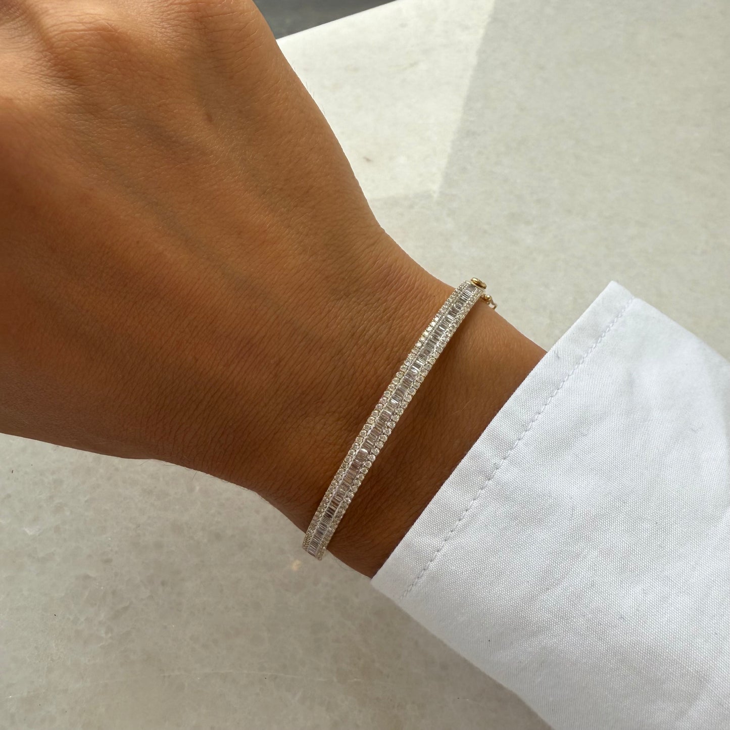Baguette & Pave Diamond Bangle