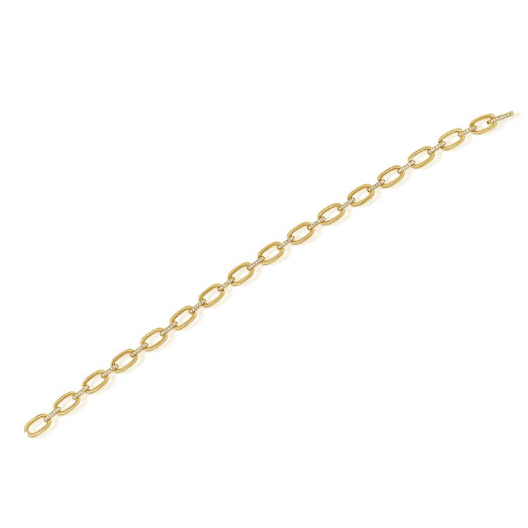 Small Oval Links & Diamond Bars Paperclip Bracelet