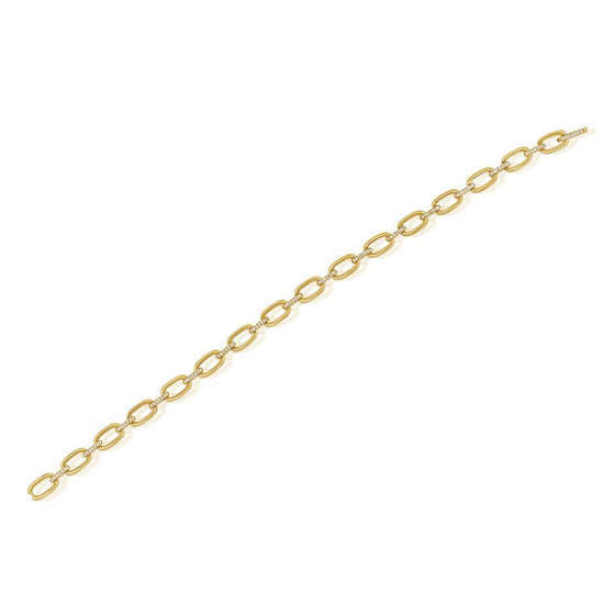 Small Oval Links & Diamond Bars Paperclip Bracelet