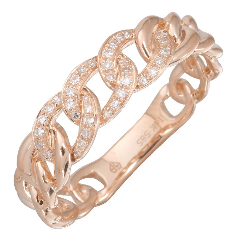 Gold & 3 Diamond Cuban Chain Ring