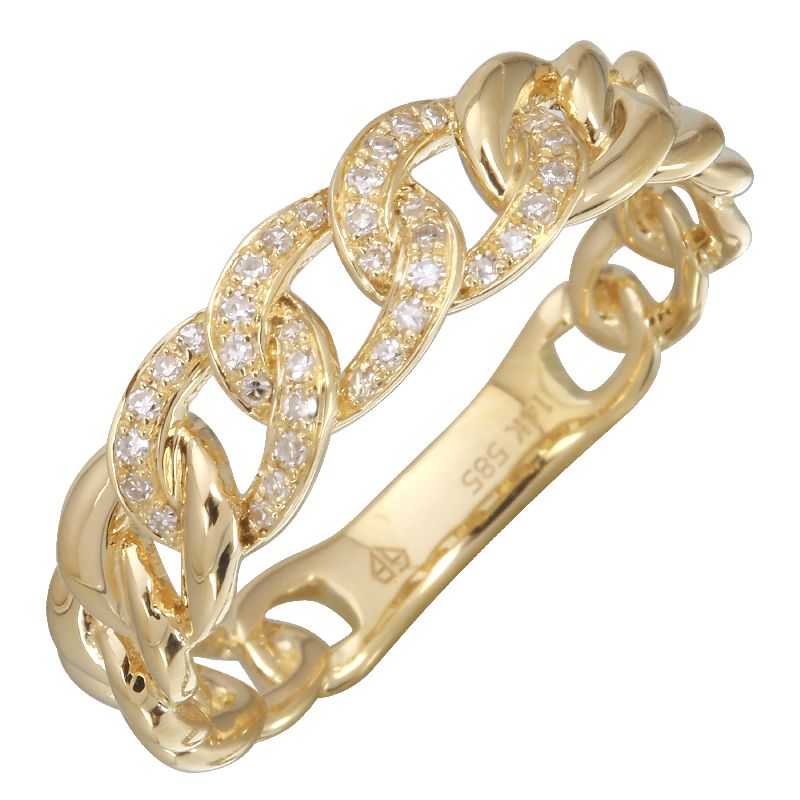 Gold & 3 Diamond Cuban Chain Ring