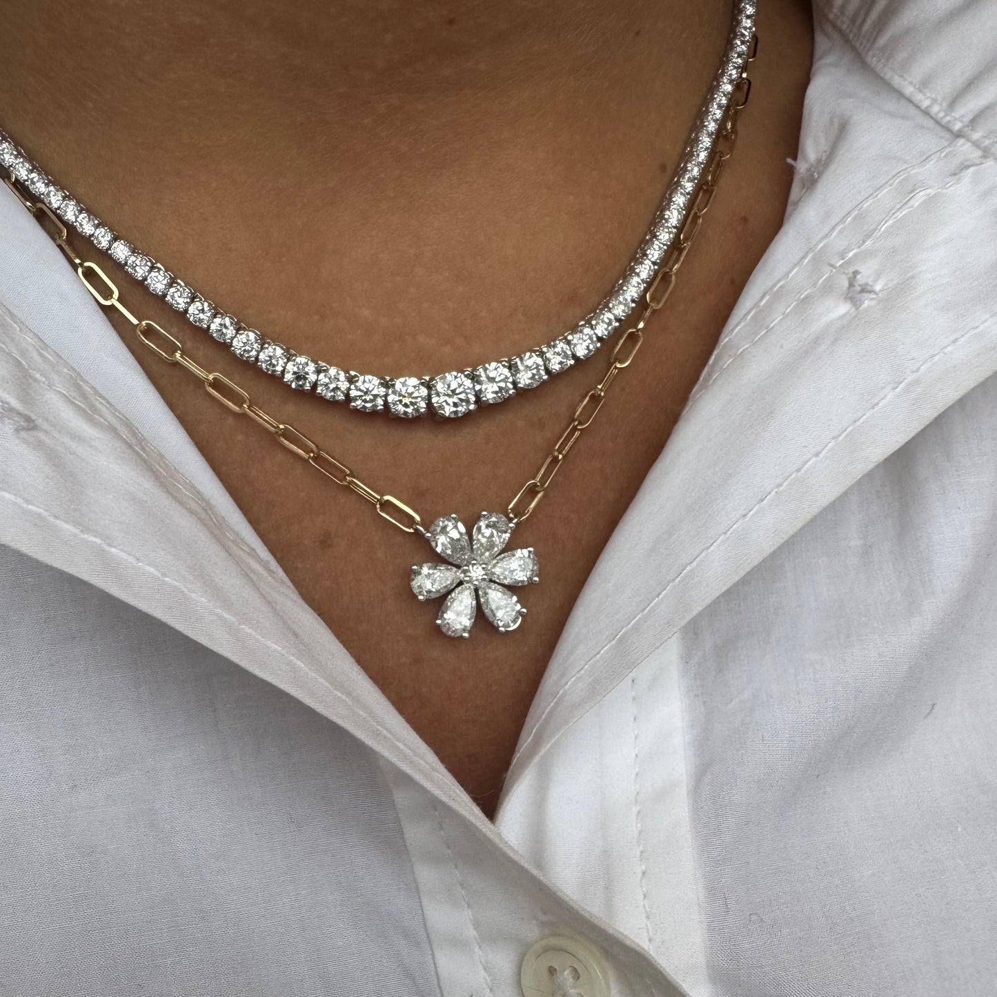 Lab Grown 4 Prong Graduated Diamond Tennis Necklace