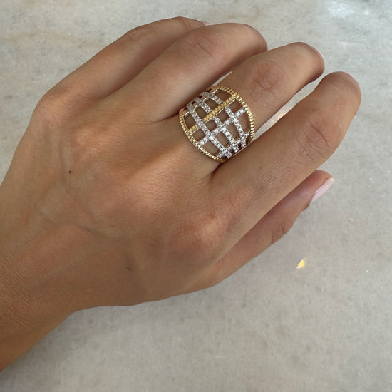 Gold & Diamond Plaid Ring