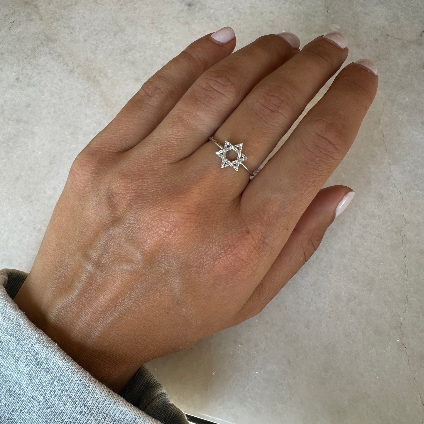 Dainty Diamond Magen David Ring