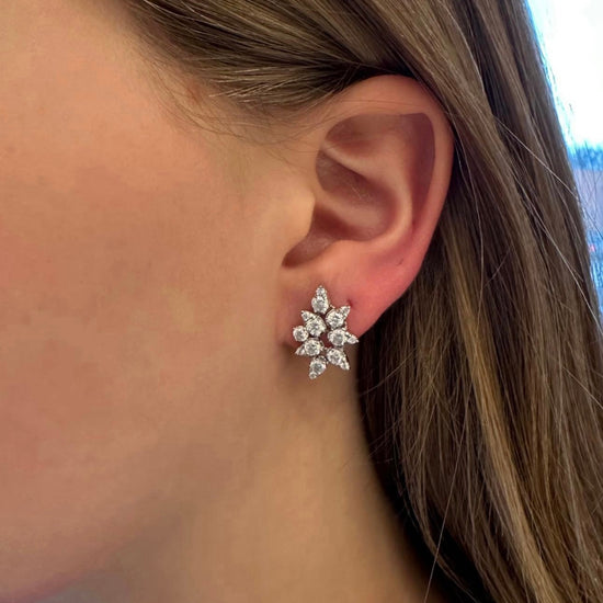 Large Diamond Cluster Earrings