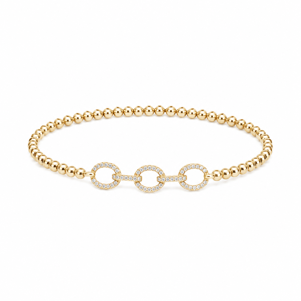 3 mm Stretch Ball Bracelet W Crystal Links