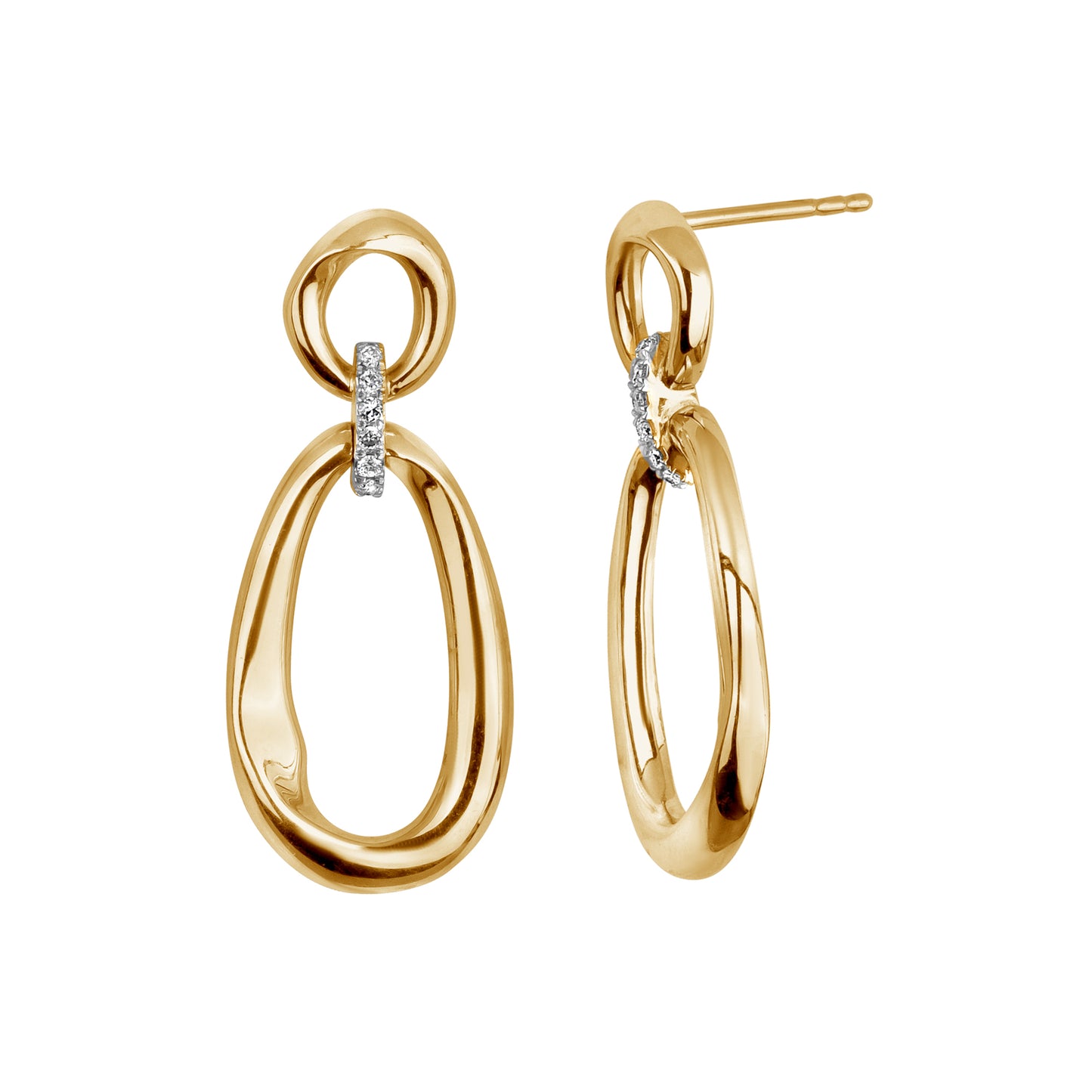 Double Gold Diamond Link Earrings