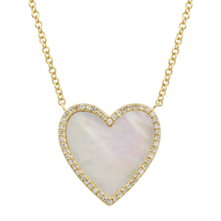 Medium Colored Stone Heart & Diamond Halo Necklace