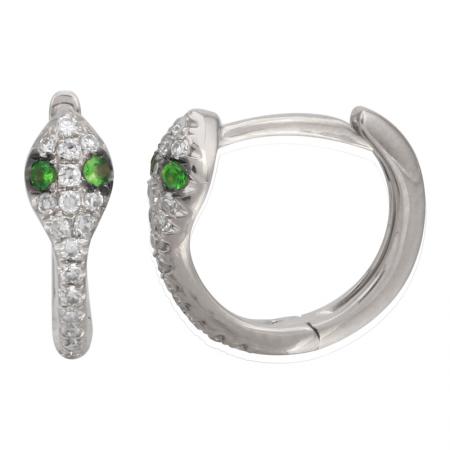 Diamond & Emerald Serpent Huggie Earrings