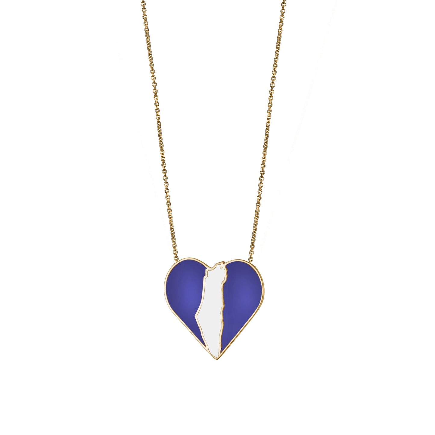 Blue & White Enamel Israel is in my Heart Necklace/Charm